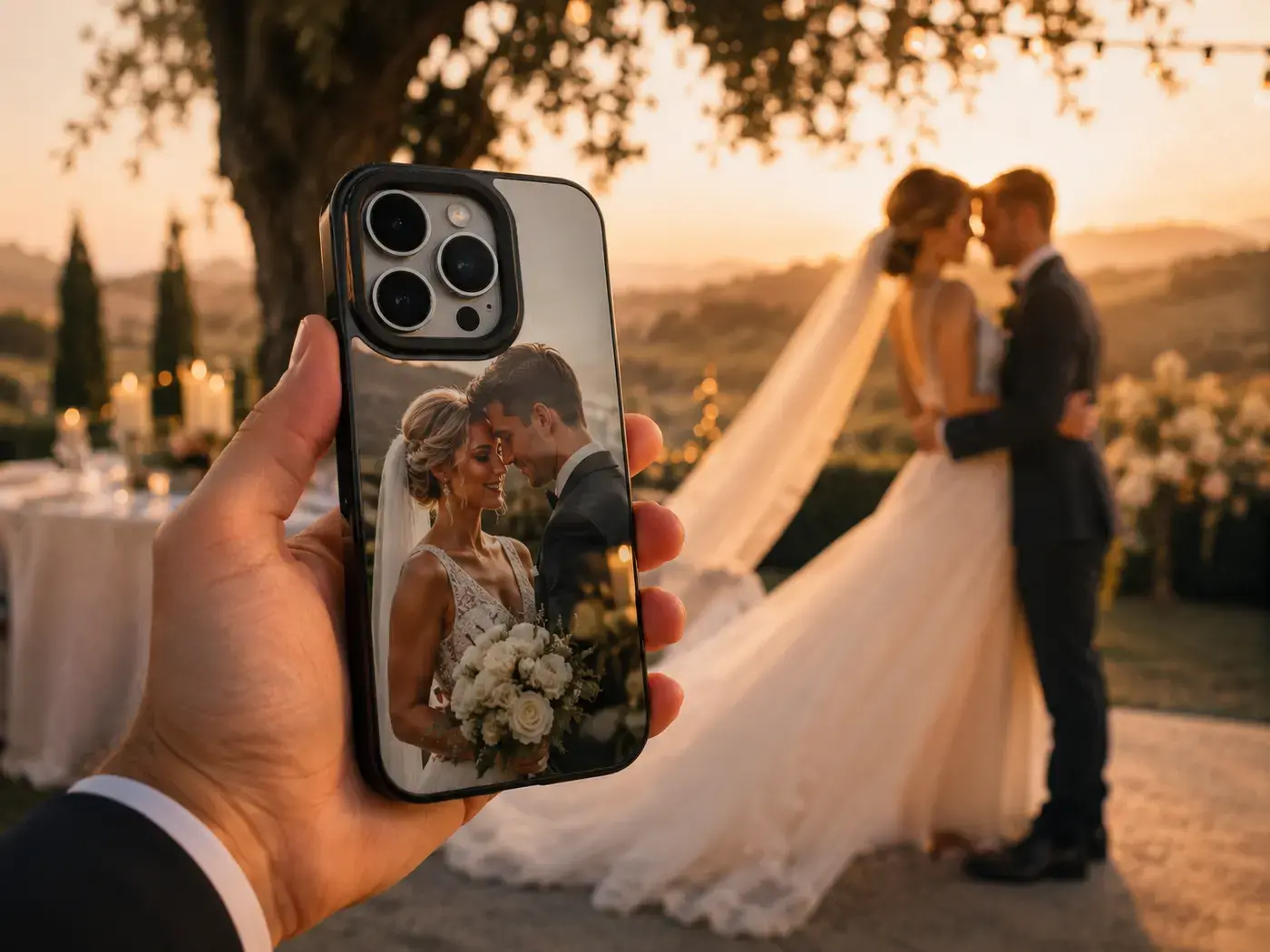 Case with a wedding photo